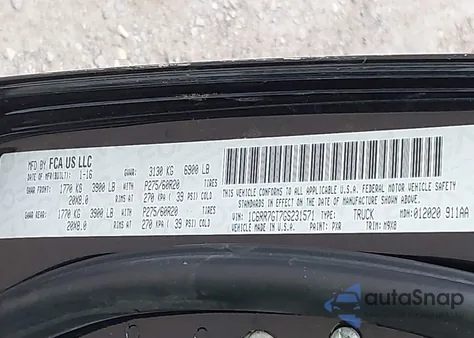 2016 Ram 1500 Big Horn z USA, uszkodzony, nr VIN 1C6RR7GT7GS231571